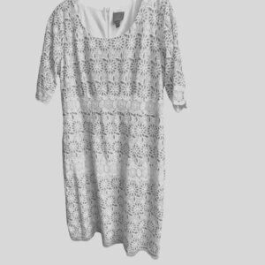 Rabbit Rabbit Rabbit Women's White and Sky Blue Laced Dress Size 16 Sku 2292